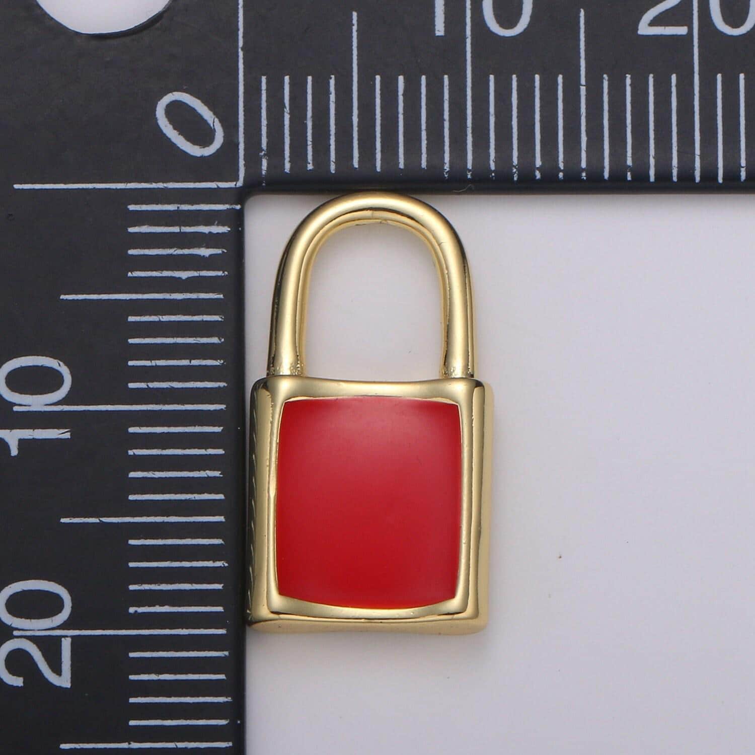 1 pc gold dainty padlock charm colorful enamel lock charm for necklace bracelet jewelry making green, white, red supp 1125