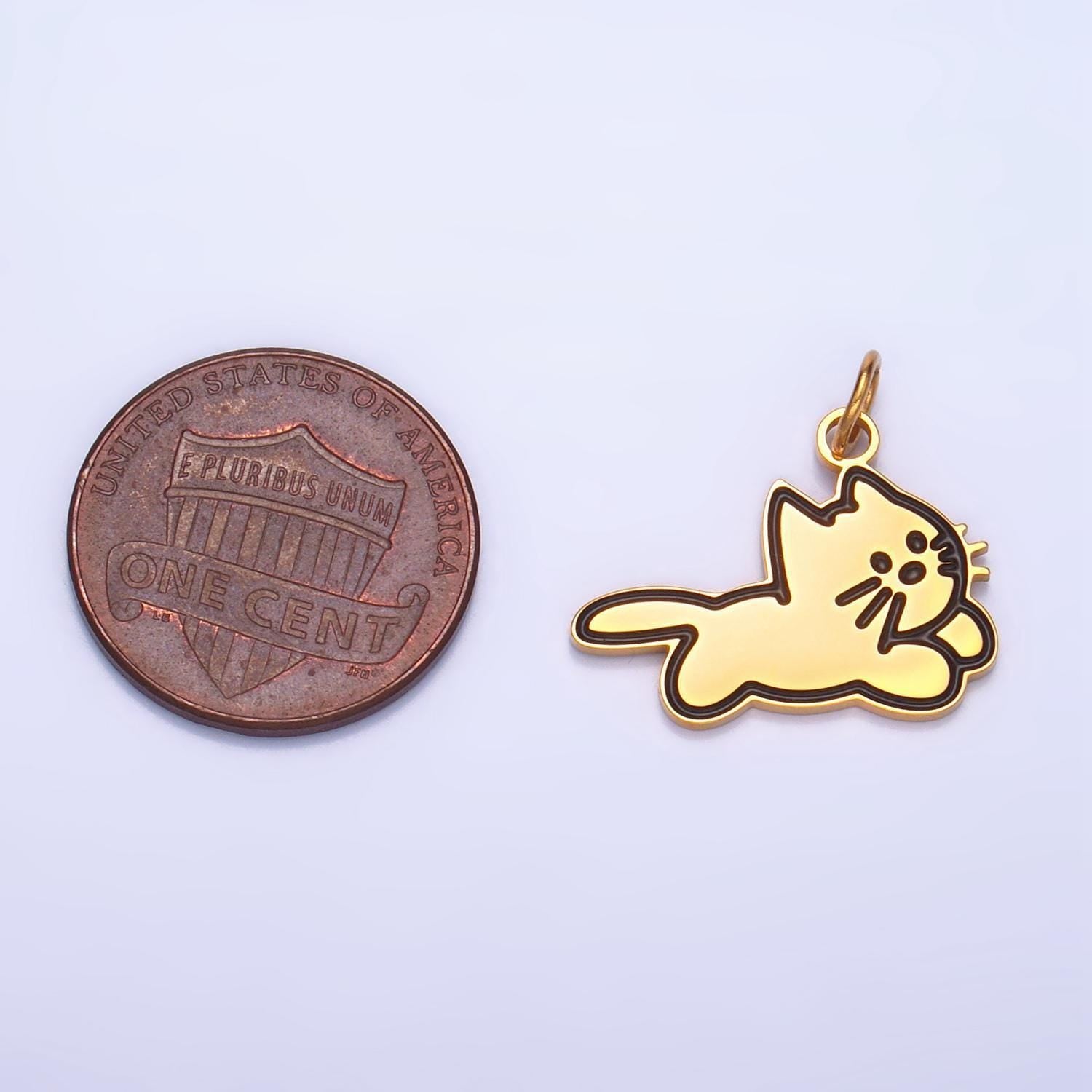Dainty stainless steel cat charm cute kitten pendant kawaii charm bracelet necklace for diy jewelry making supply kids jewelry p1319