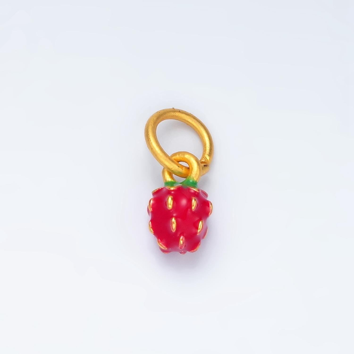 24k gold filled tiny bumpy strawberry fruit charm | m-264