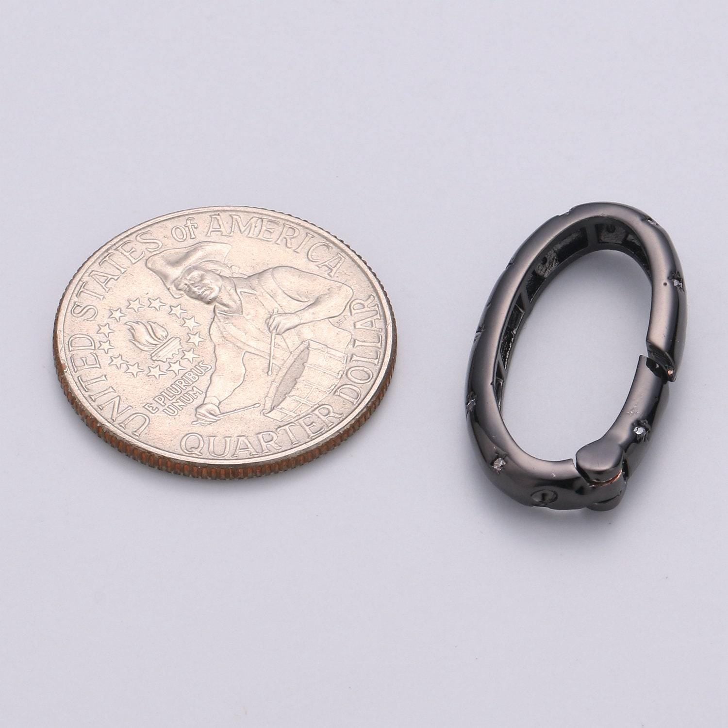 Gold spring gate ring,push gate ring, 30x15mm oval ring charm holder rose gold black gun metal silver clasp connector charm holder supp-85