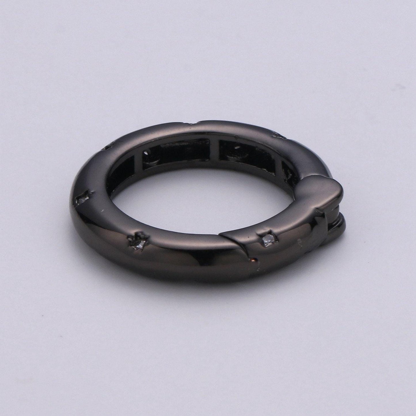 Cz gold spring gate, push gate ring, 20mm round ring charm holder rose gold black gun metal silver clasp for connector charm holder