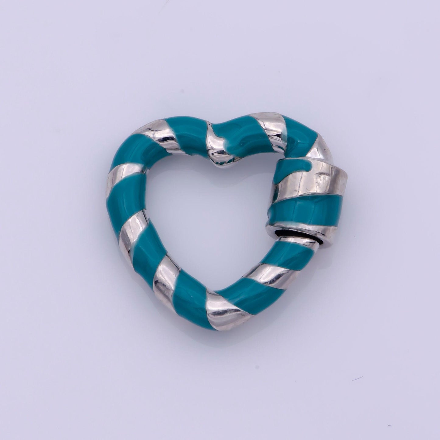 Silver heart shaped carabiner clasp, screw in enamel clasp for bracelet necklace jewelry making supplies y2k jewelry christmas happy holiday