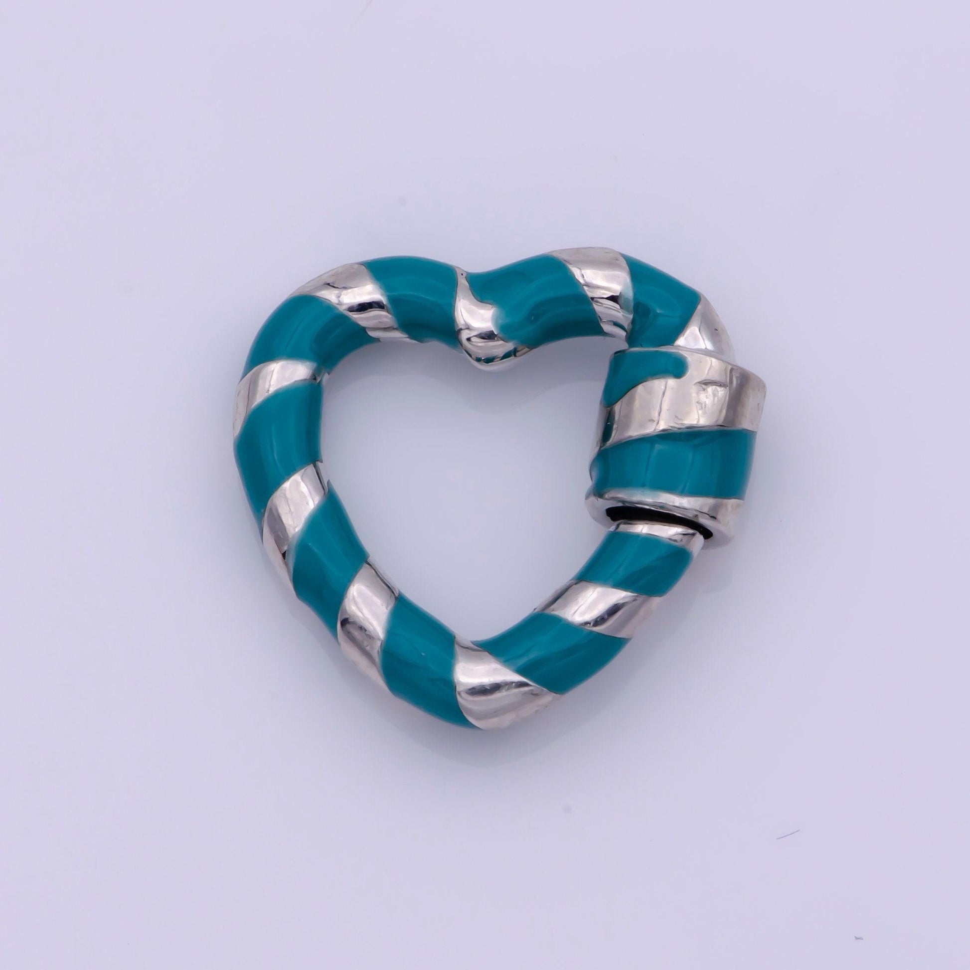 Silver heart shaped carabiner clasp, screw in enamel clasp for bracelet necklace jewelry making supplies y2k jewelry christmas happy holiday