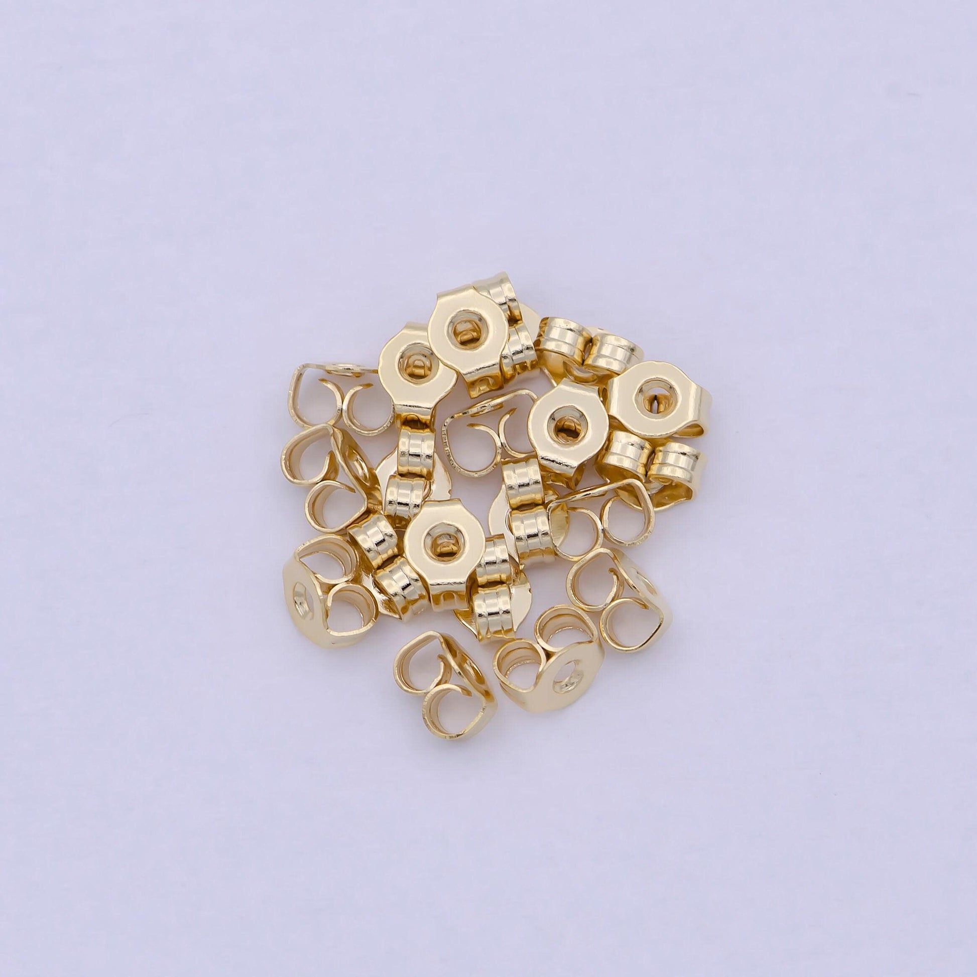 10 pair gold earring backs, earring stoppers, butterfly earring backs, clutch earring backs, jewelry finding k-595