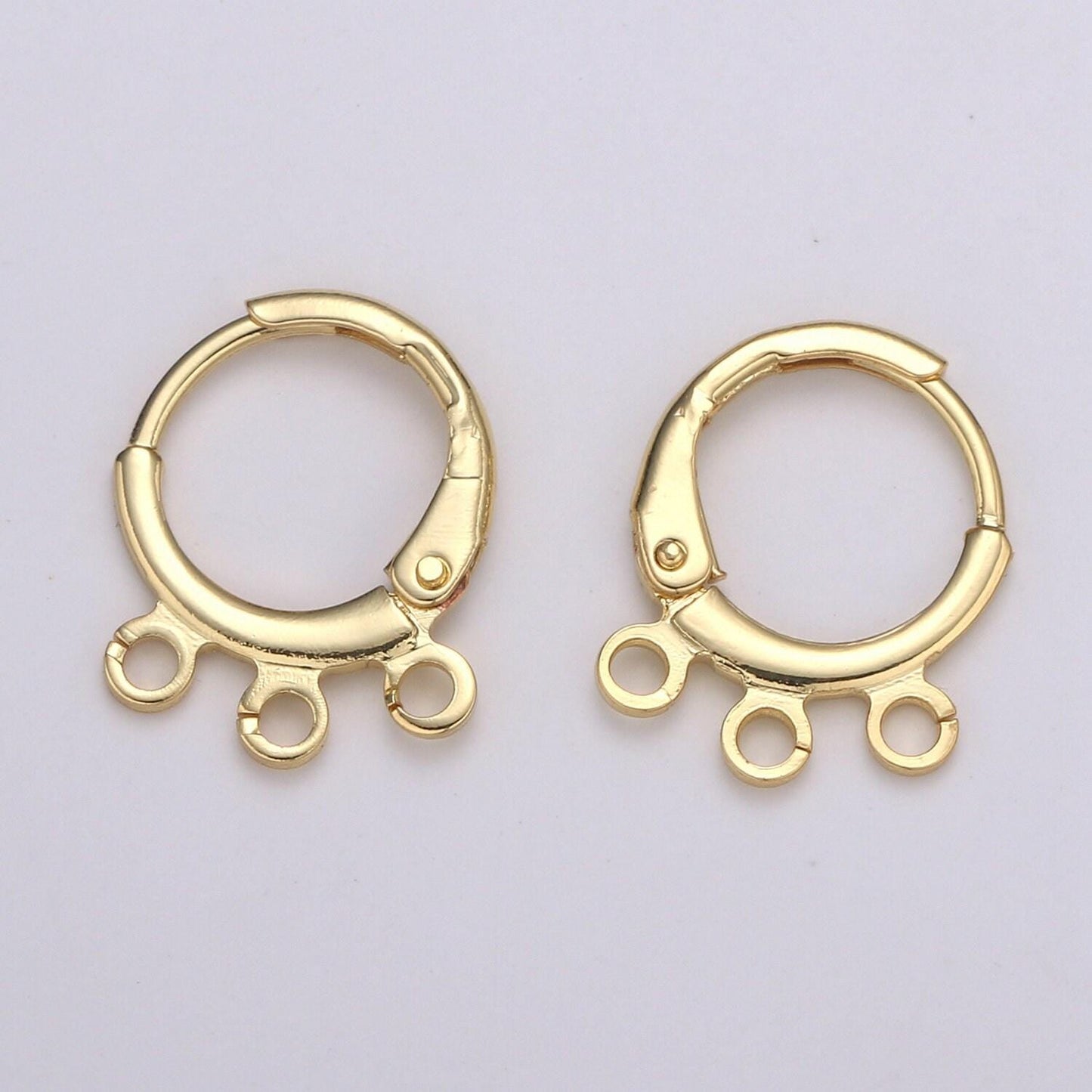 1pair gold hoop earring thin hoop earring supplies with open link for charm chandelier ring 3,4,5 holes for diy earring jewelry supp 1135
