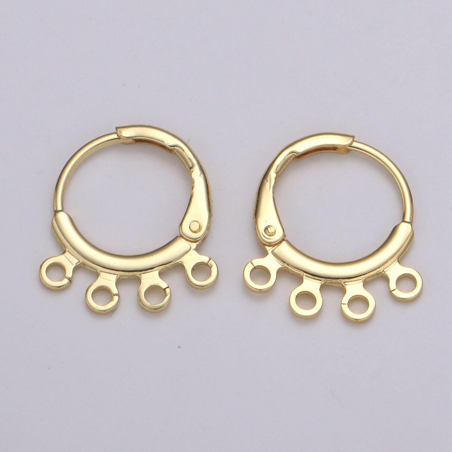 1pair gold hoop earring thin hoop earring supplies with open link for charm chandelier ring 3,4,5 holes for diy earring jewelry supp 1135