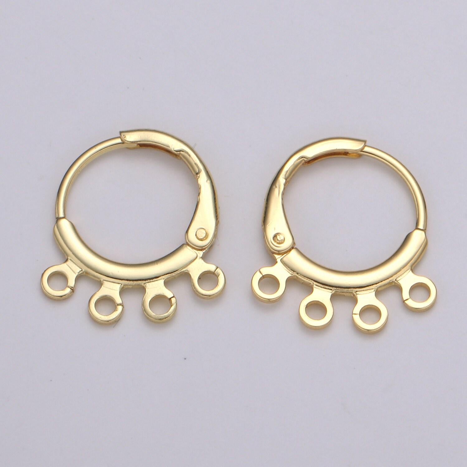 1pair gold hoop earring thin hoop earring supplies with open link for charm chandelier ring 3,4,5 holes for diy earring jewelry supp 1135