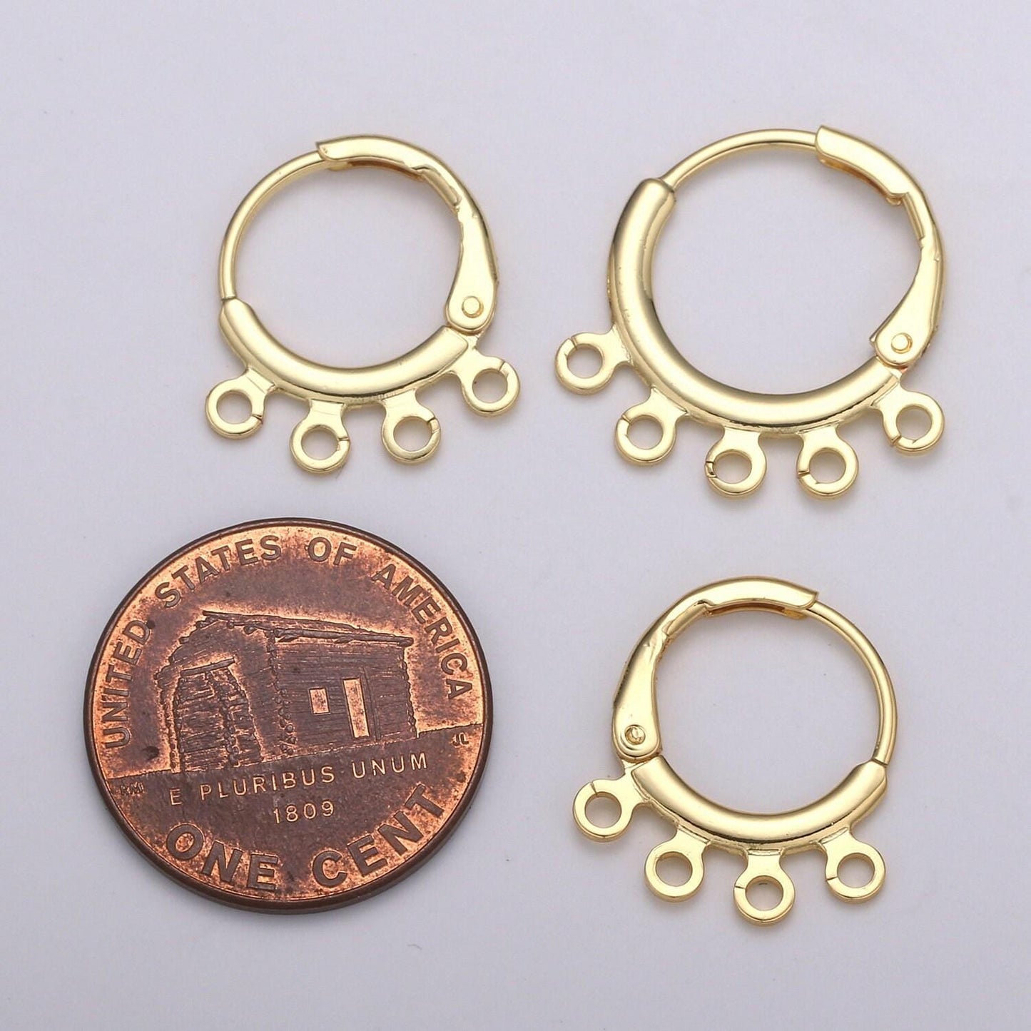 1pair gold hoop earring thin hoop earring supplies with open link for charm chandelier ring 3,4,5 holes for diy earring jewelry supp 1135