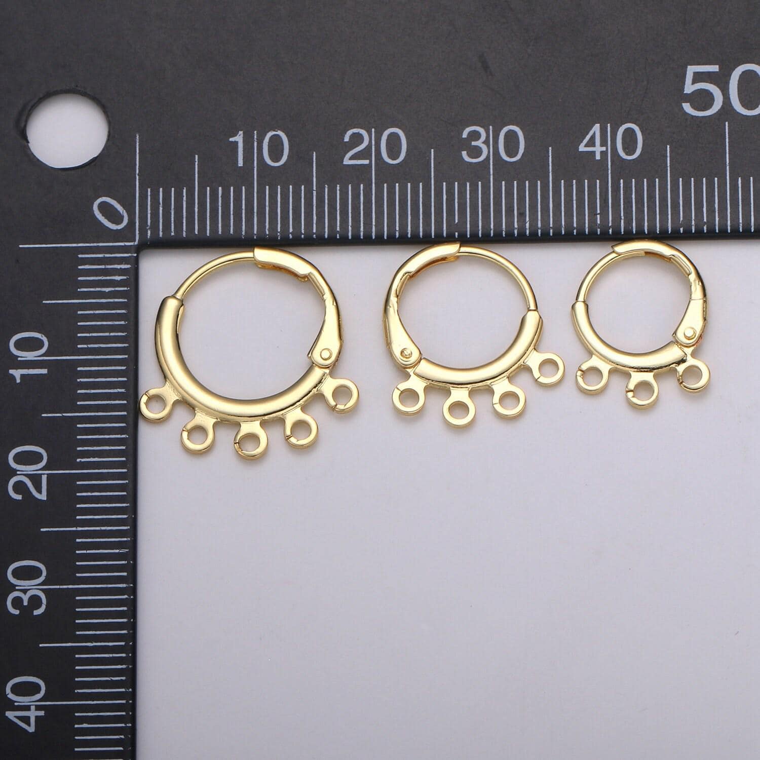 1pair gold hoop earring thin hoop earring supplies with open link for charm chandelier ring 3,4,5 holes for diy earring jewelry supp 1135