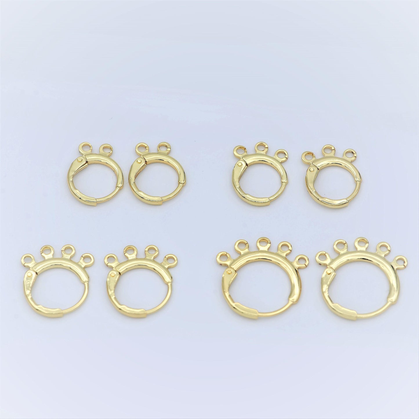 1pair gold hoop earring thin hoop earring supplies with open link for charm chandelier ring 3,4,5 holes for diy earring jewelry supp 1135