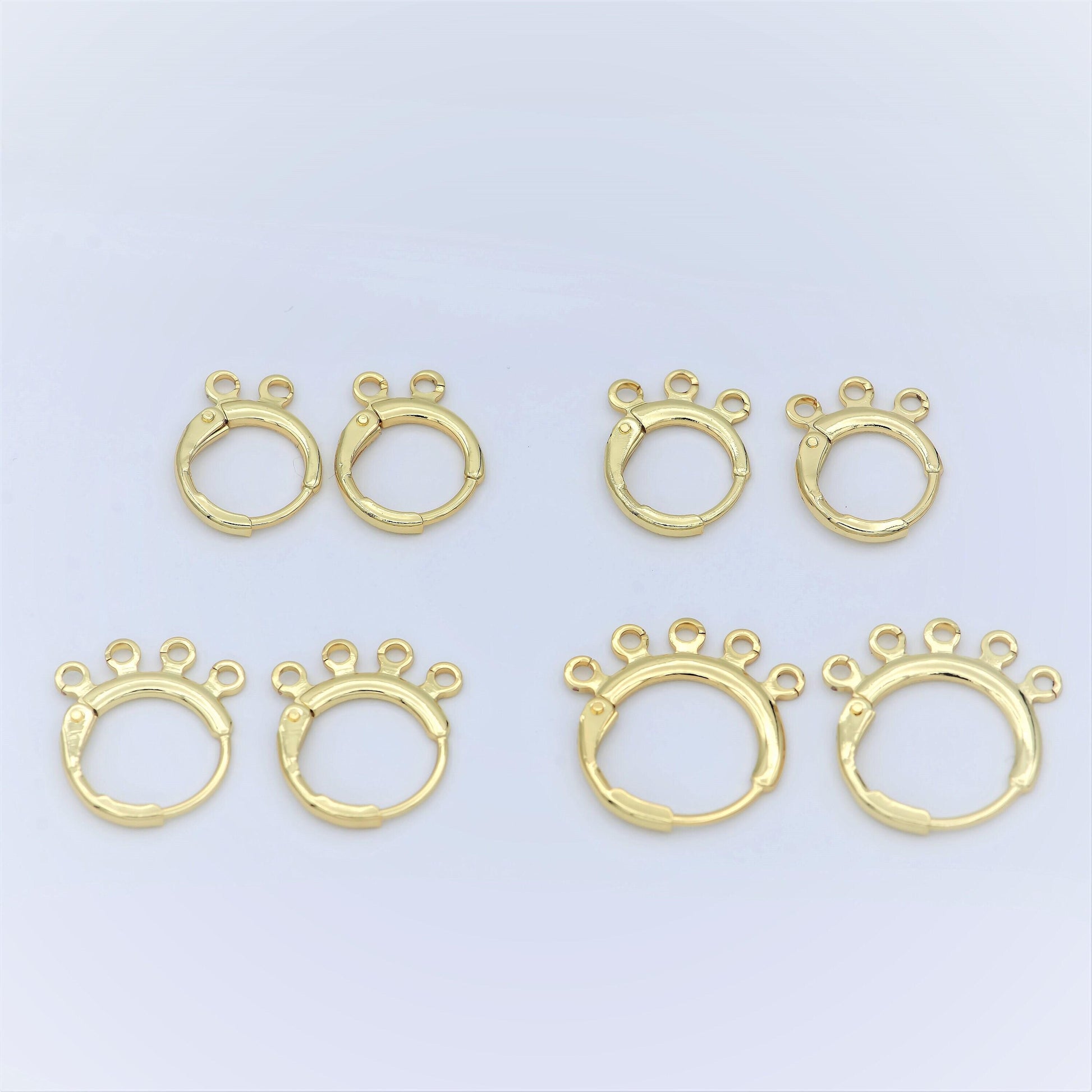 1pair gold hoop earring thin hoop earring supplies with open link for charm chandelier ring 3,4,5 holes for diy earring jewelry supp 1135