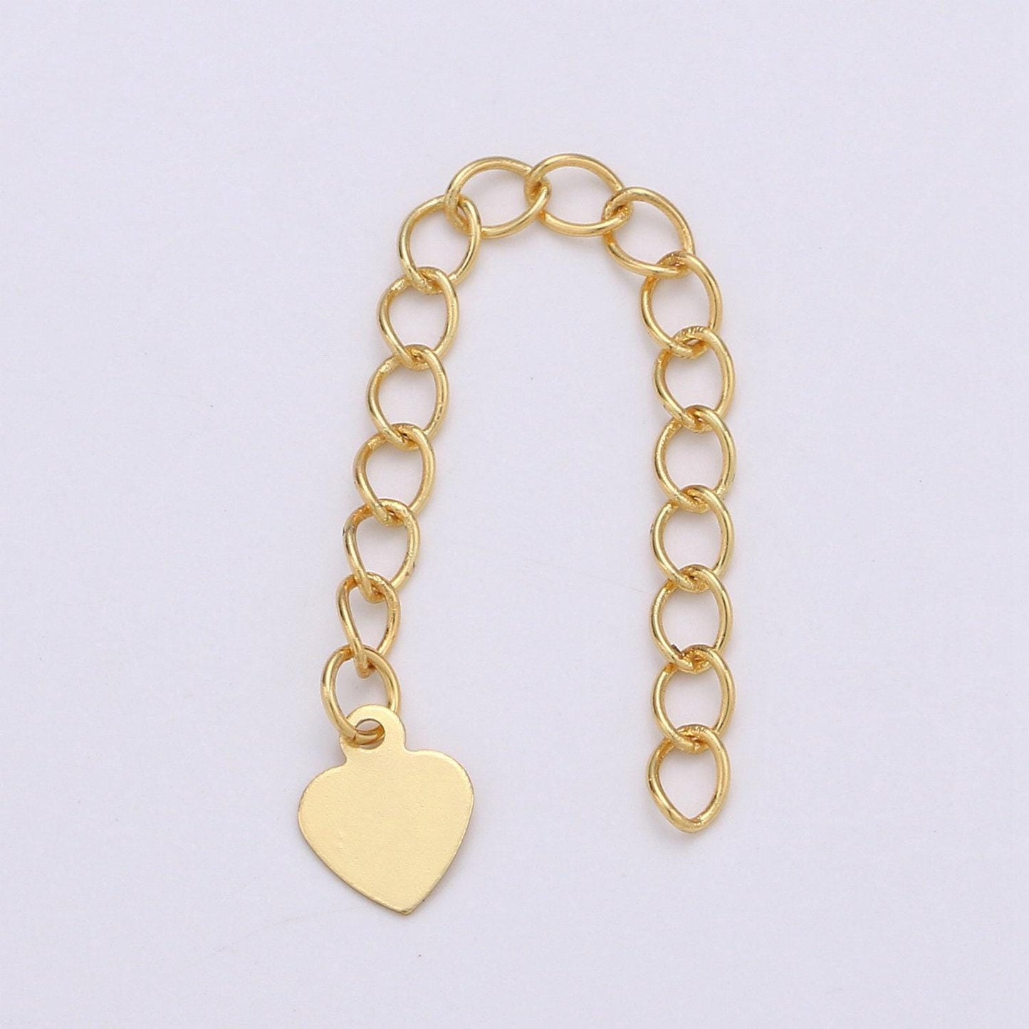 Gold filled chain extender for necklace bracelet supply component findings extenders w/ heart charm, k-624