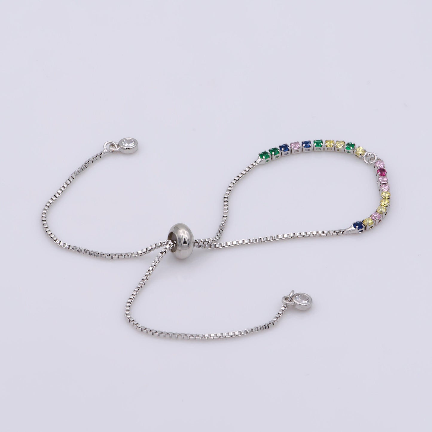 Adjustable gold filled bracelet half semi finished with rubber stopper bolo bracelets tennis bracelet box chain wholesale 1pc / 10pcs, k-508