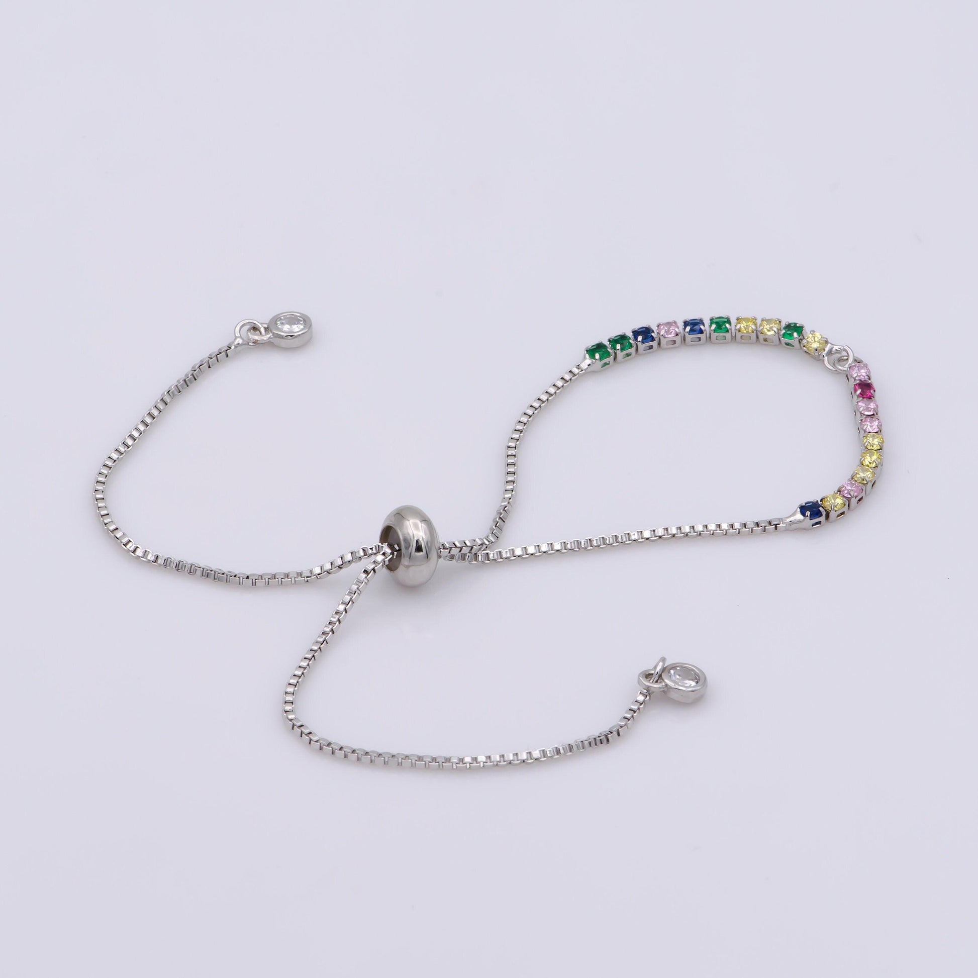 Adjustable gold filled bracelet half semi finished with rubber stopper bolo bracelets tennis bracelet box chain wholesale 1pc / 10pcs, k-508