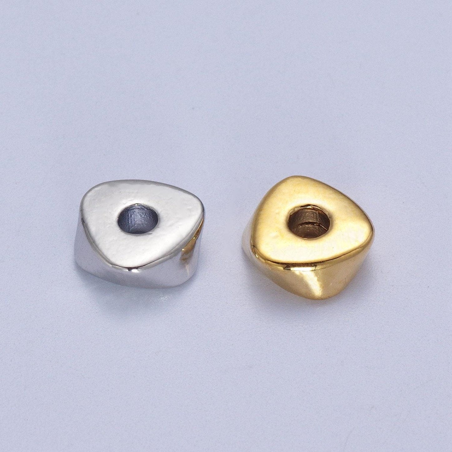 20x mini triangle beads, shiny gold slider beads, tiny bead spacers geometric beads silver triangle bead spacer for necklace bracelet