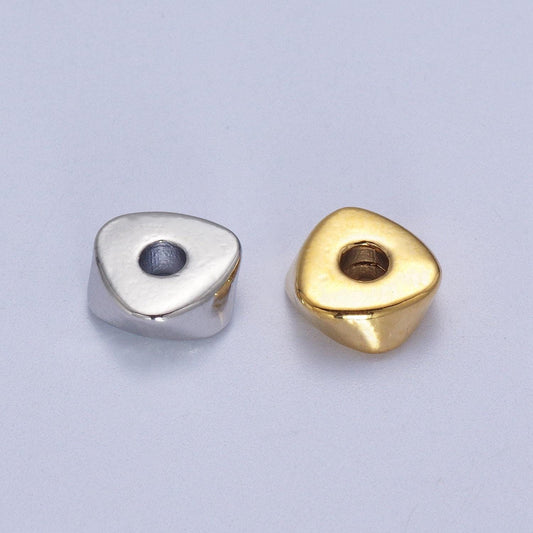 20x mini triangle beads, shiny gold slider beads, tiny bead spacers geometric beads silver triangle bead spacer for necklace bracelet