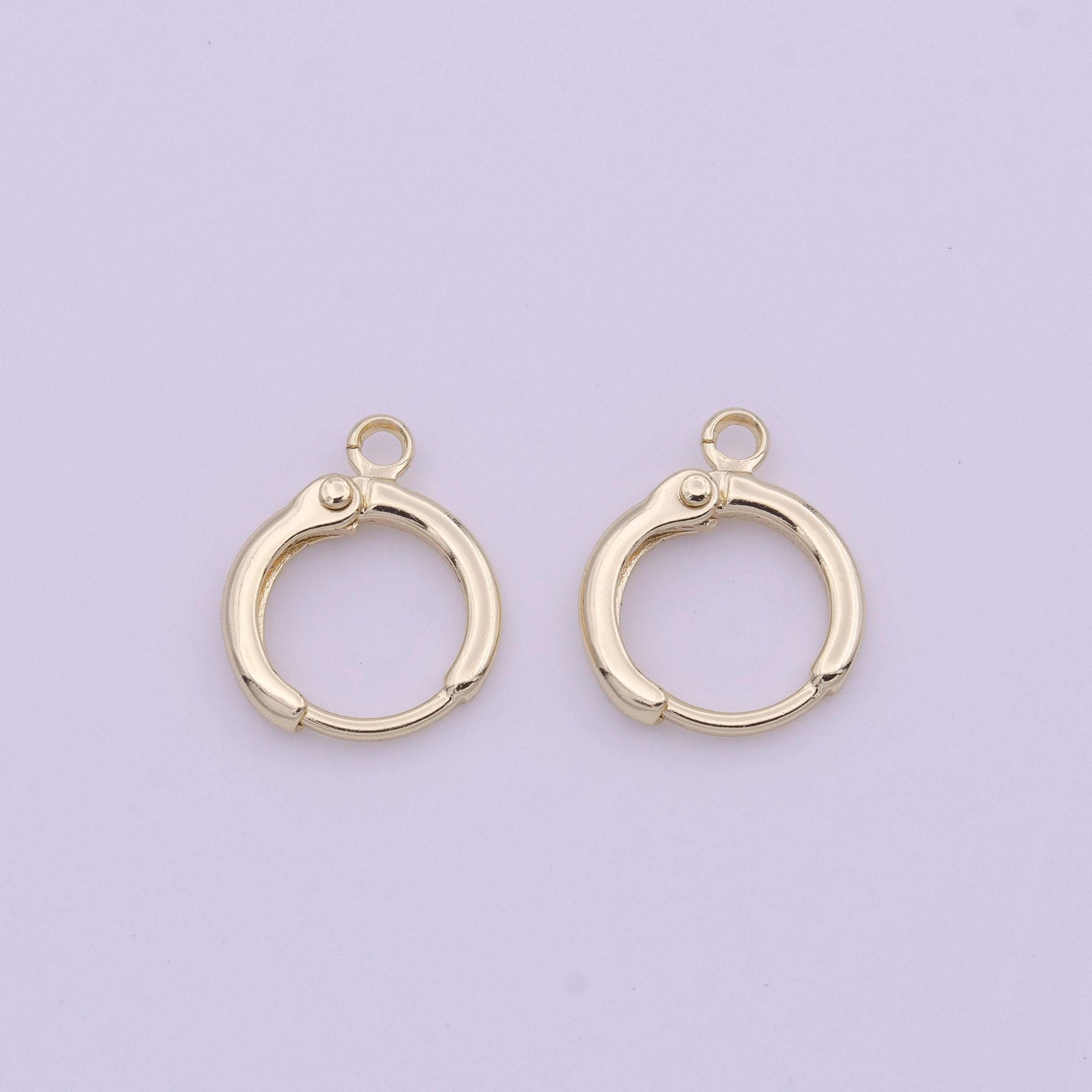 1 pair gold round huggies hoop lever back earring with open link for charm earring jewelry making k-293