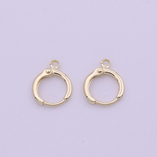 1 pair gold round huggies hoop lever back earring with open link for charm earring jewelry making k-293