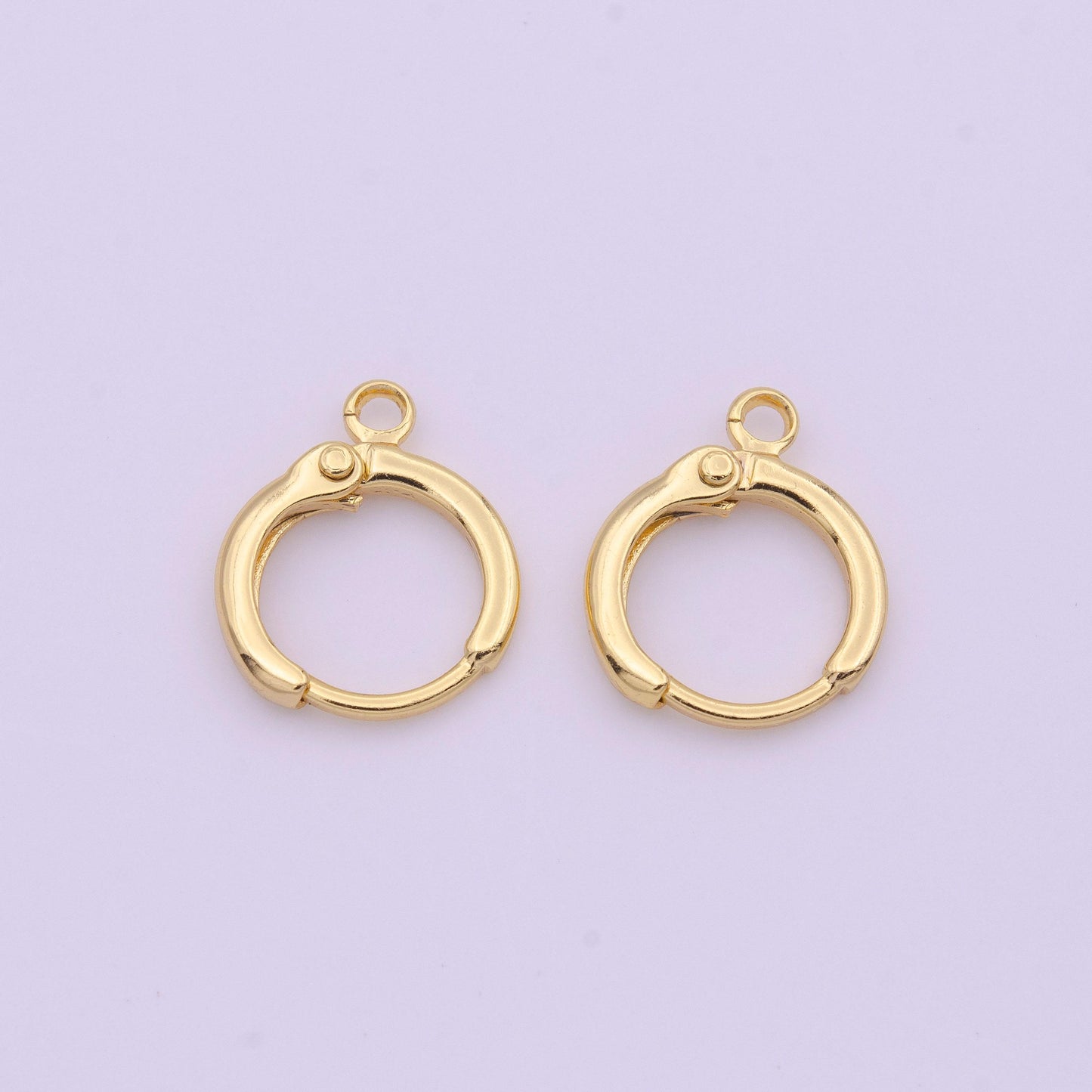 1 pair gold round huggies hoop lever back earring with open link for charm earring jewelry making k-293