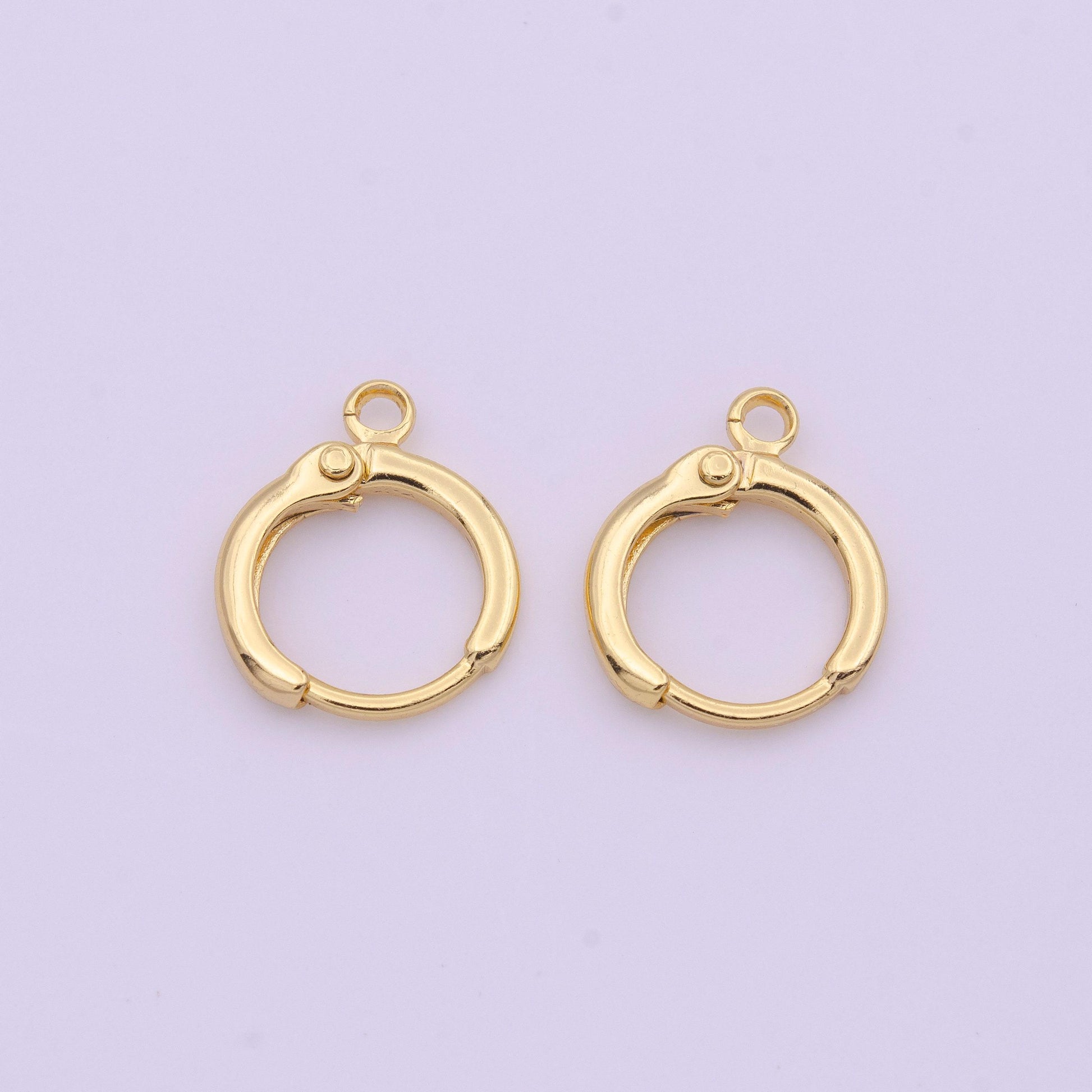1 pair gold round huggies hoop lever back earring with open link for charm earring jewelry making k-293