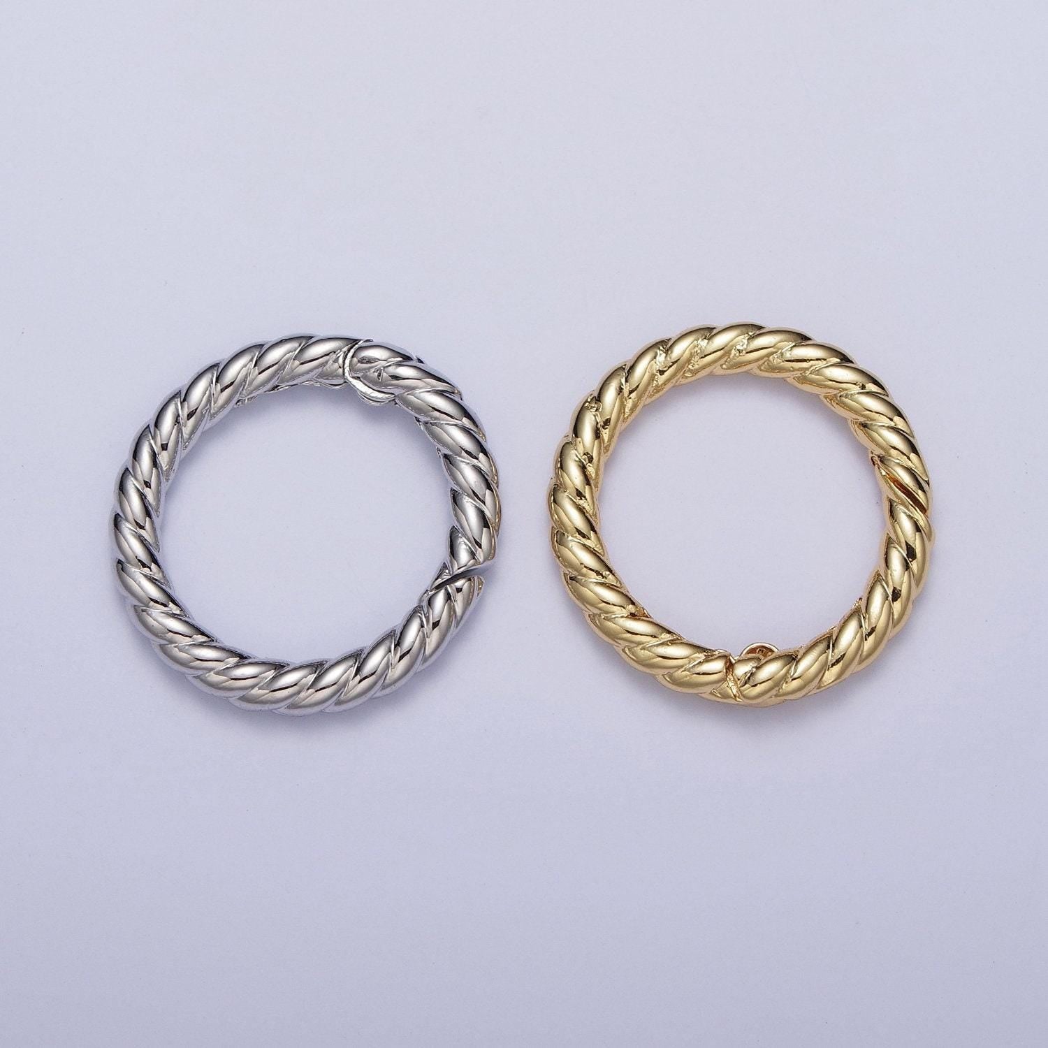 1 pc twisted gold spring gate ring 22mm marine rope push gate ring, charm holder clasp for connector, wristlet holder k-128 k-240