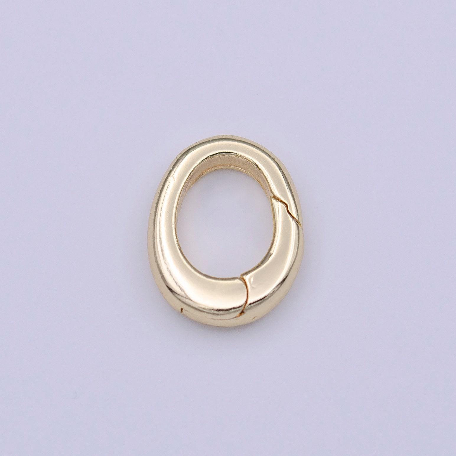 Tiny gold spring gate ring, push gate ring 11.8x9.3mm oval ring charm holder gold clasp for jewelry clasp k-238