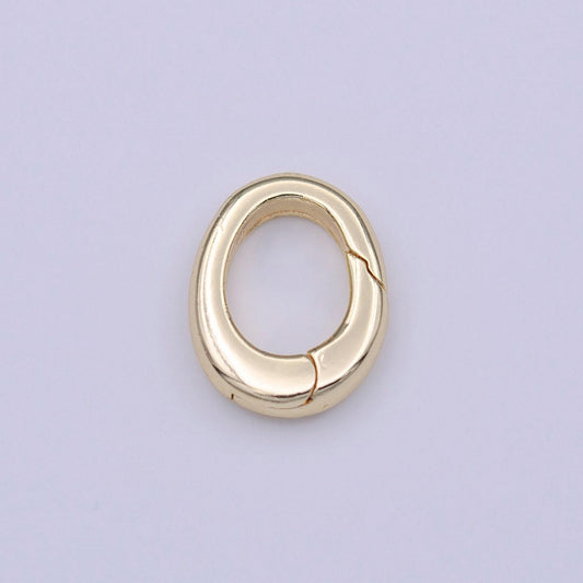 Tiny gold spring gate ring, push gate ring 11.8x9.3mm oval ring charm holder gold clasp for jewelry clasp k-238