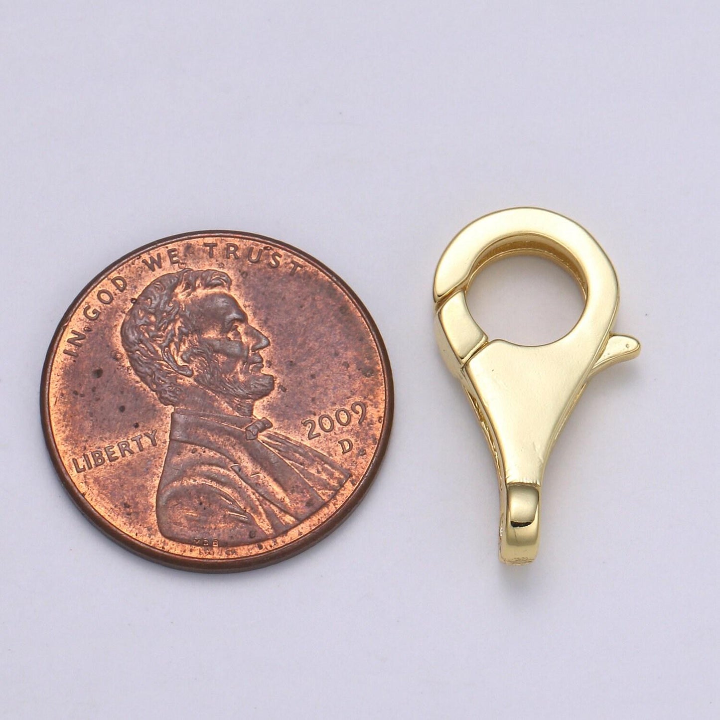 1pc wholesale lobster clasp 24k gold , slender lobster claw for jewelry making, size 20.1mmx11.1mm, supp-1115