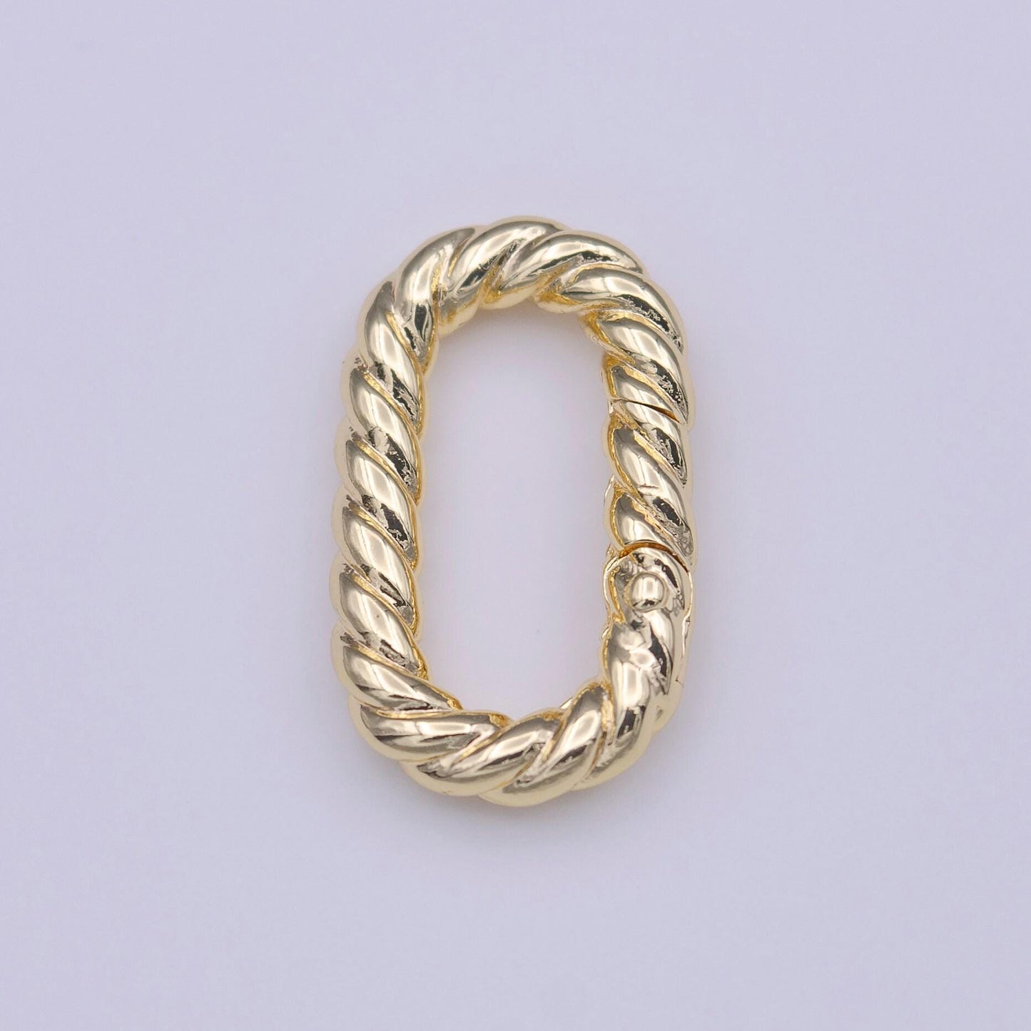 Mini twisted rope oval gold push gate ring 19.5x11.7mm oval twisted rope ring charm holder enahanced link for jewelry supply k-230