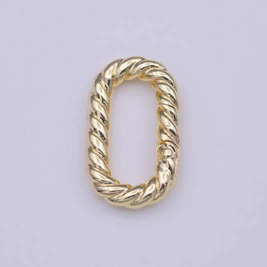 Mini twisted rope oval gold push gate ring 19.5x11.7mm oval twisted rope ring charm holder enahanced link for jewelry supply k-230
