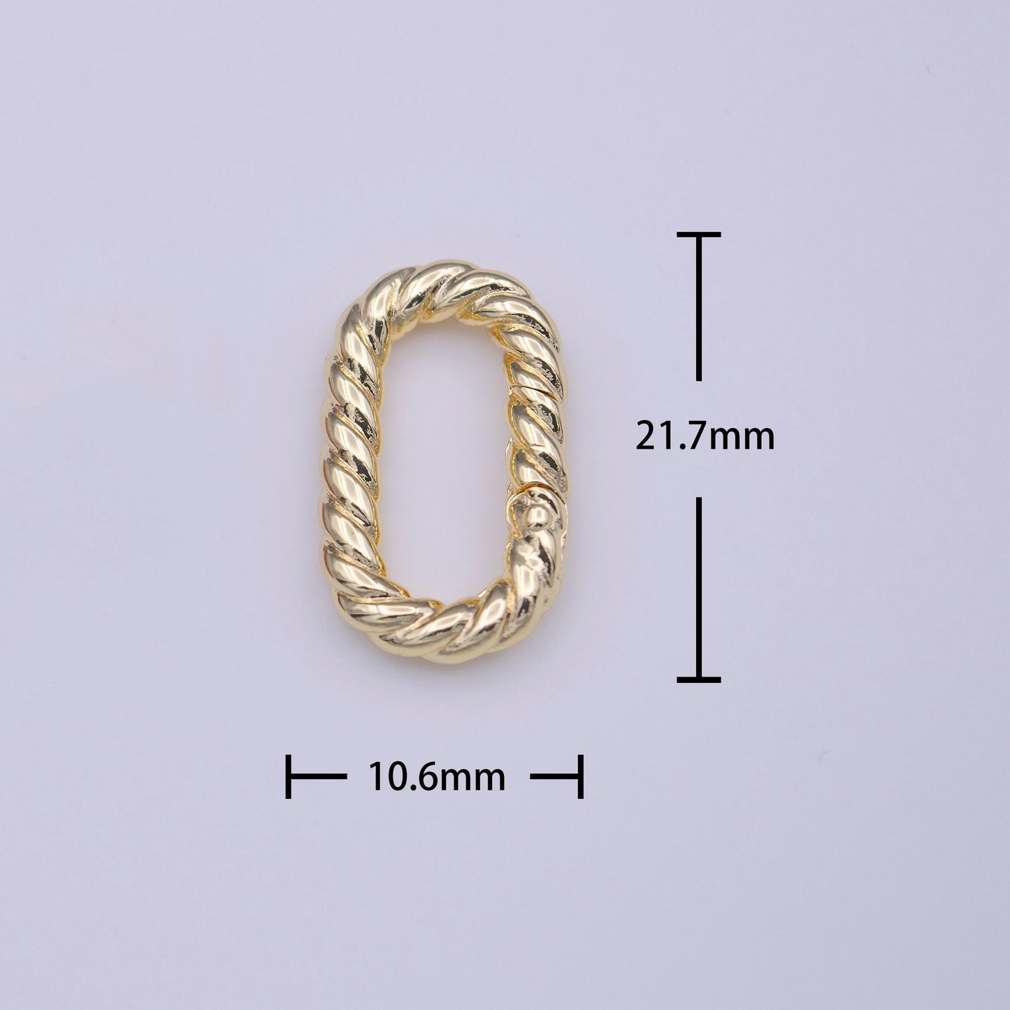 Mini twisted rope oval gold push gate ring 19.5x11.7mm oval twisted rope ring charm holder enahanced link for jewelry supply k-230