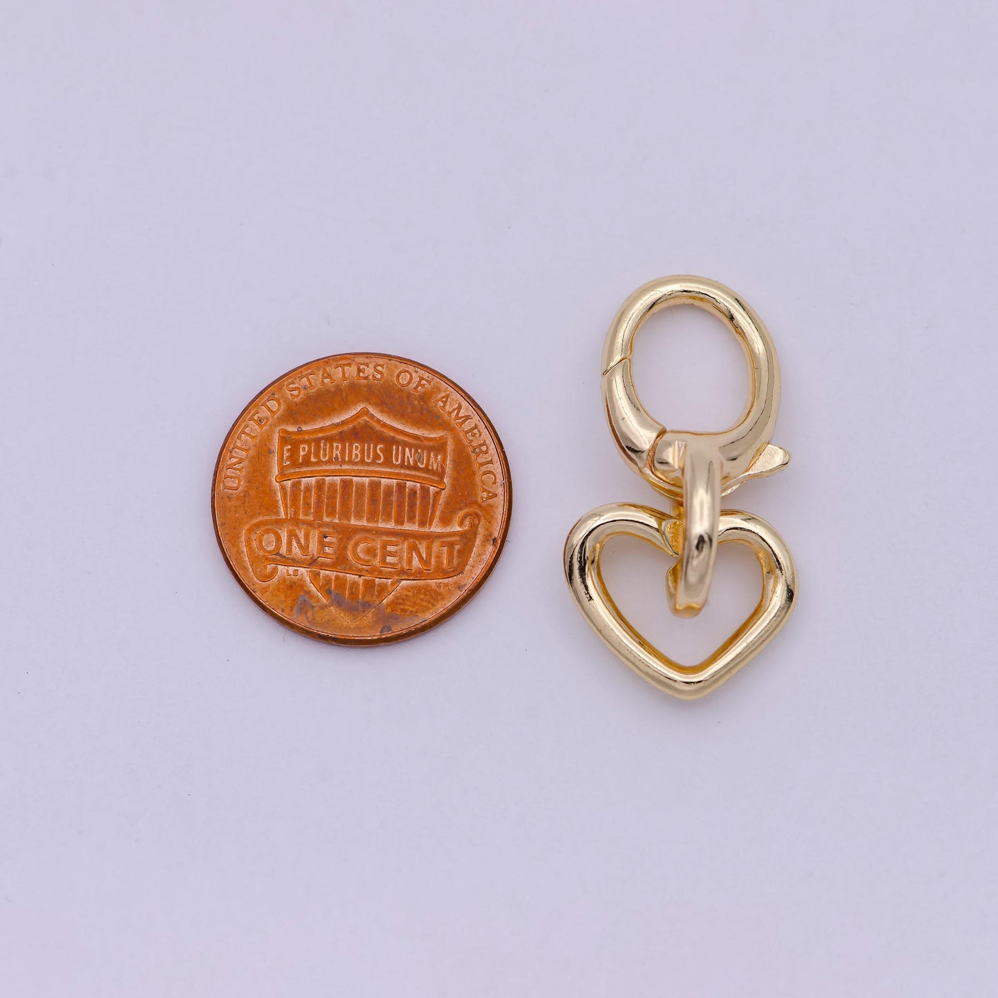 16k gold filled heart charm holder with lobster clasp k-205