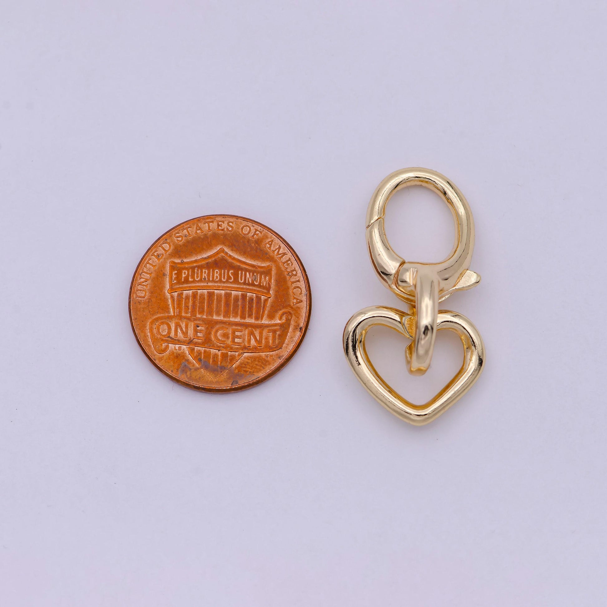 16k gold filled heart charm holder with lobster clasp k-205