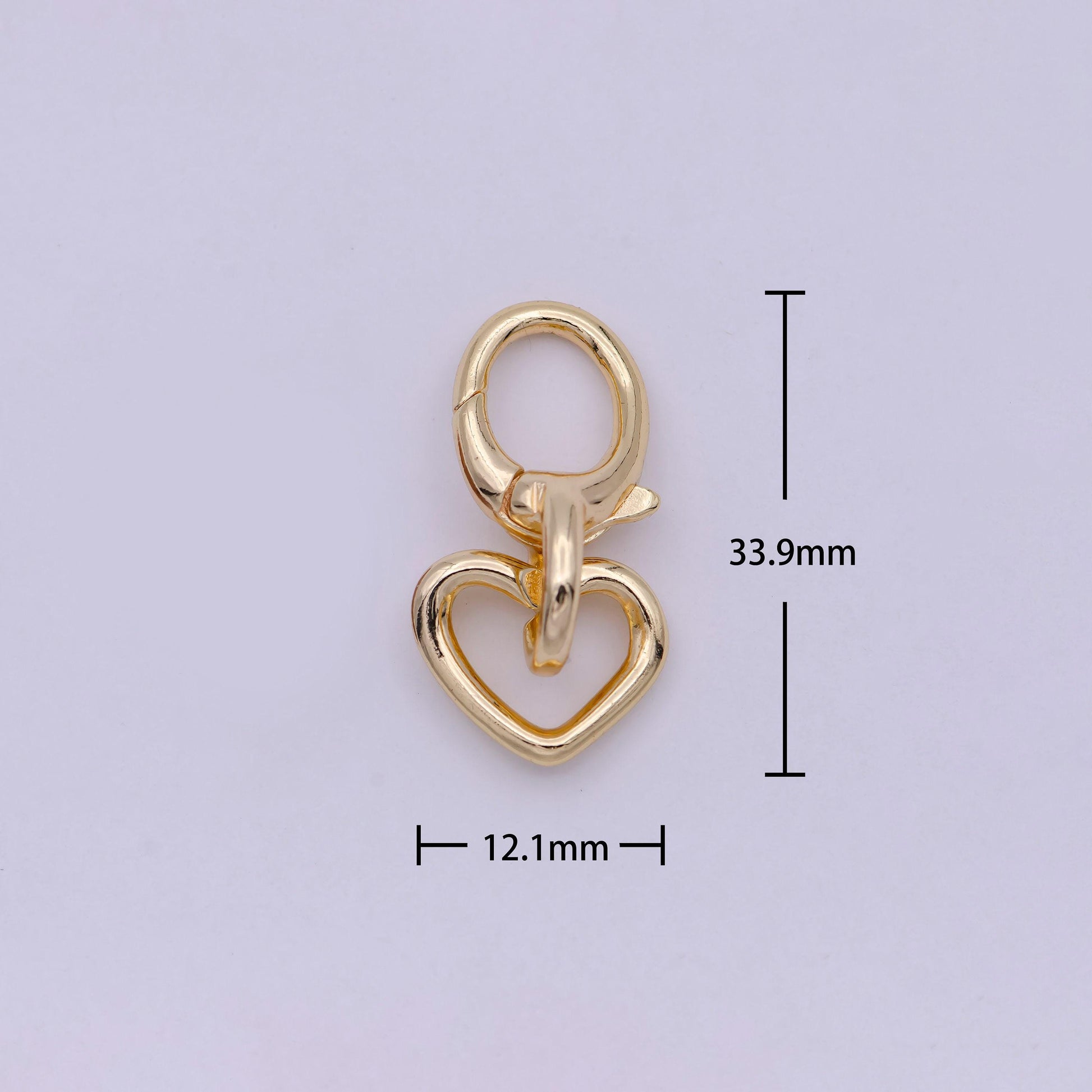 16k gold filled heart charm holder with lobster clasp k-205