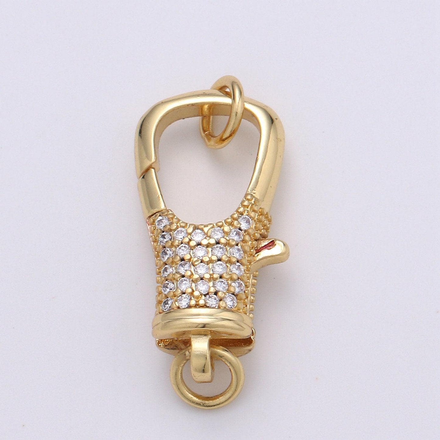 14k gold cz micro pave clasp rectangle lock clasp, interlock micro pave clasp fastener for bracelet necklace, supp-720