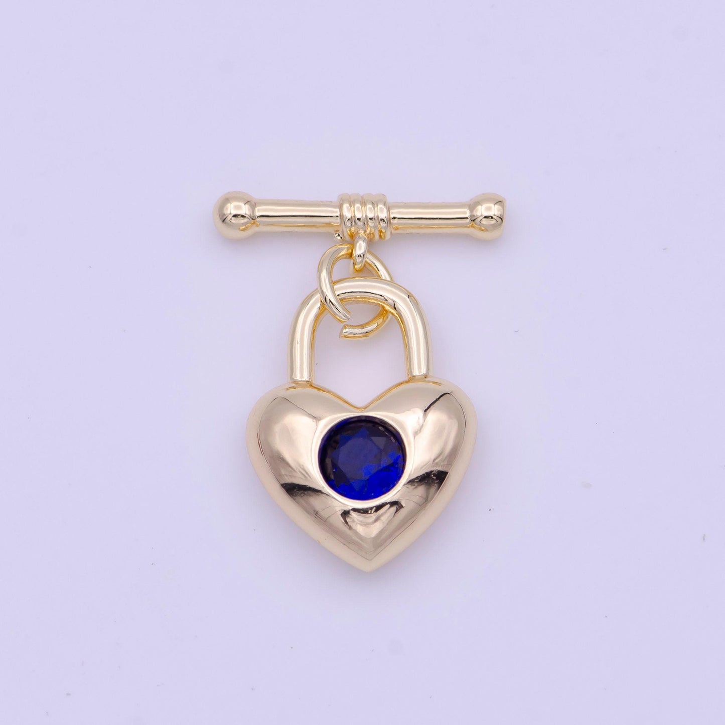 Mini heart gold toggle clasp, ot clasp with clear blue red cz for jewelry supply end clasp