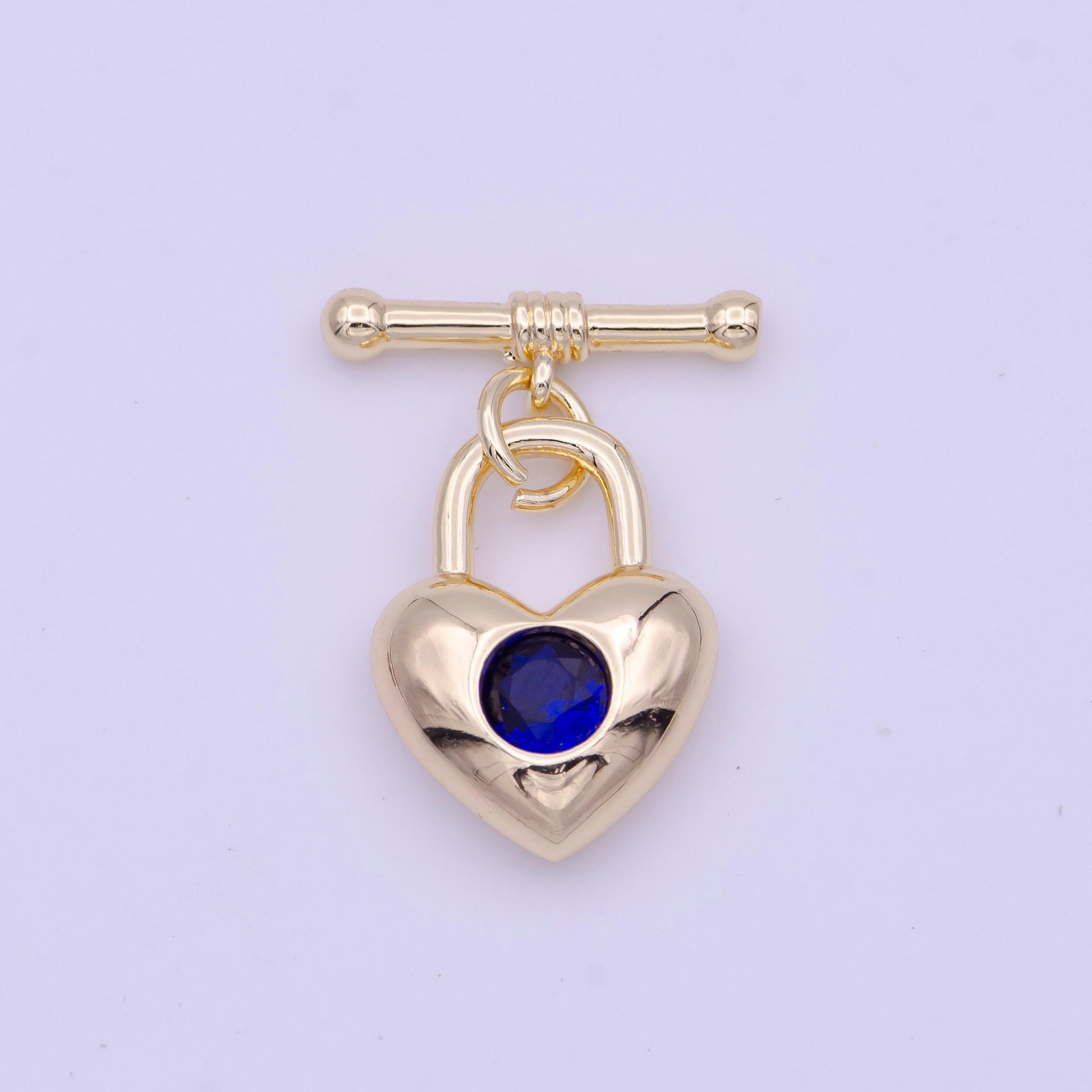 Mini heart gold toggle clasp, ot clasp with clear blue red cz for jewelry supply end clasp