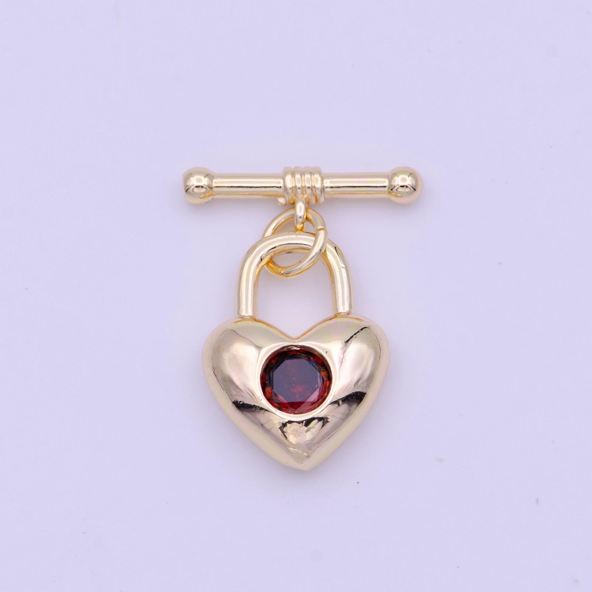 Mini heart gold toggle clasp, ot clasp with clear blue red cz for jewelry supply end clasp