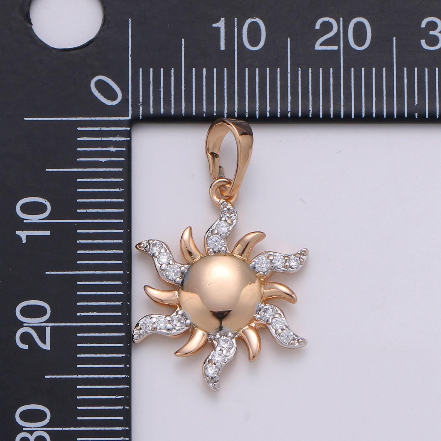 Sun flower 18k gold charm, sunburst micro pave charm, planetoid pendant, marisol sunburst charm, planet charm, cubic charm, pdgf-1965