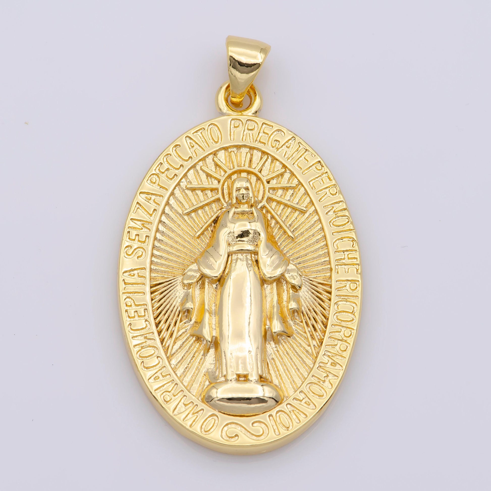 24k gold filled religious our lady of guadalupe miraculous mary medal charm pendant for statement necklace minimalist jewelry