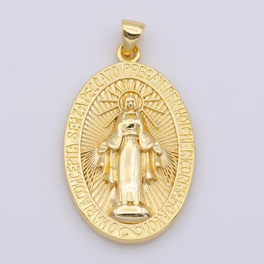 24k gold filled religious our lady of guadalupe miraculous mary medal charm pendant for statement necklace minimalist jewelry
