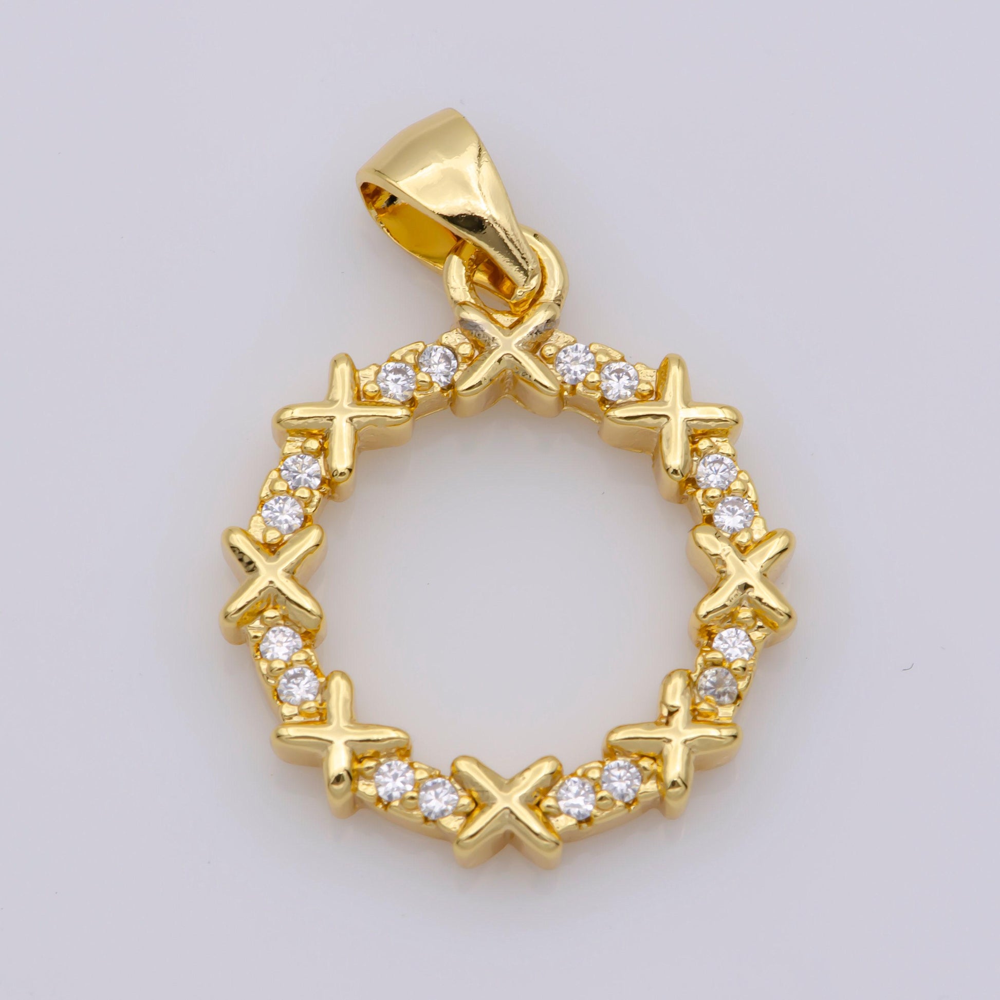 Dainty gold filled wreath charm for bracelet necklace earring component christmas jewelry making supply