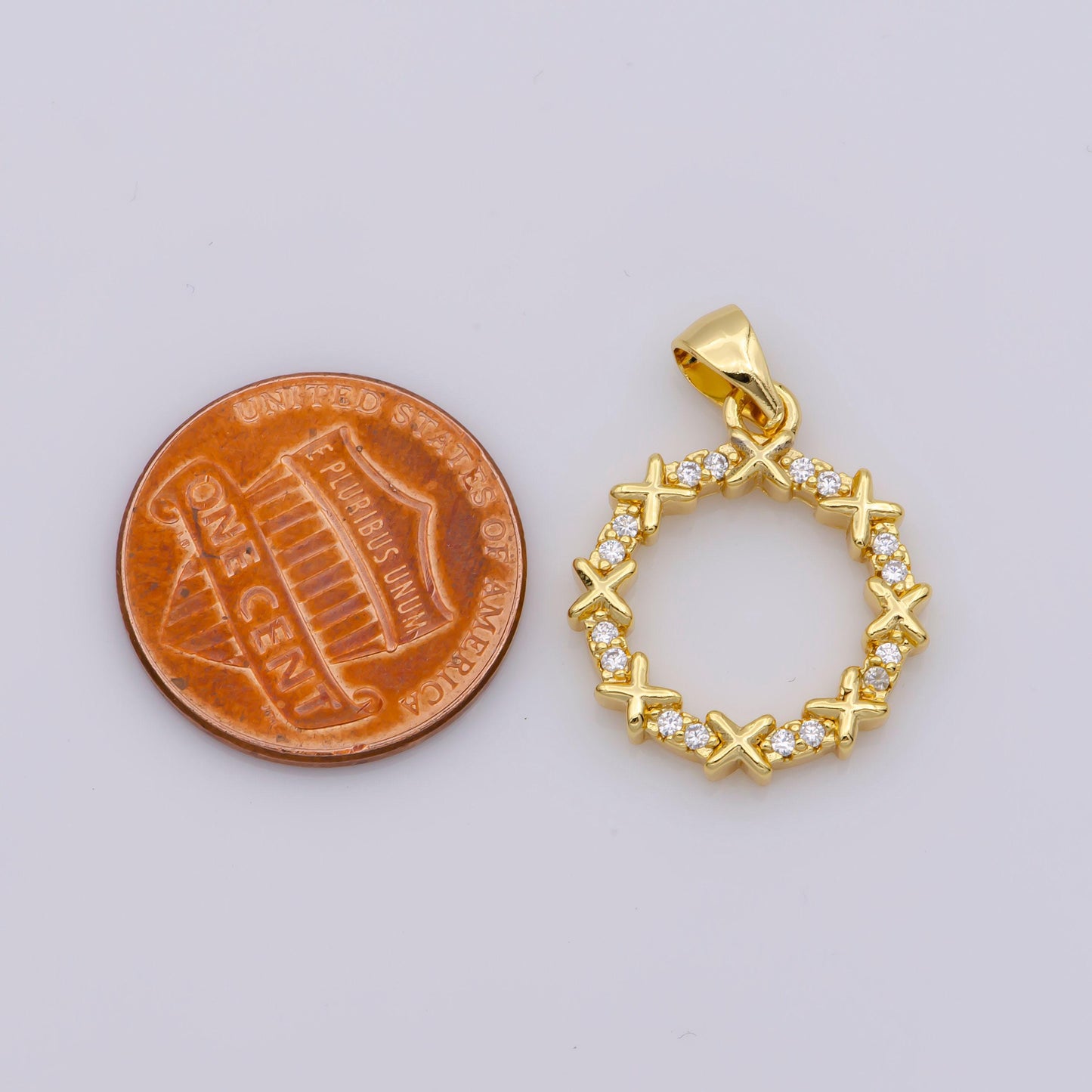 Dainty gold filled wreath charm for bracelet necklace earring component christmas jewelry making supply