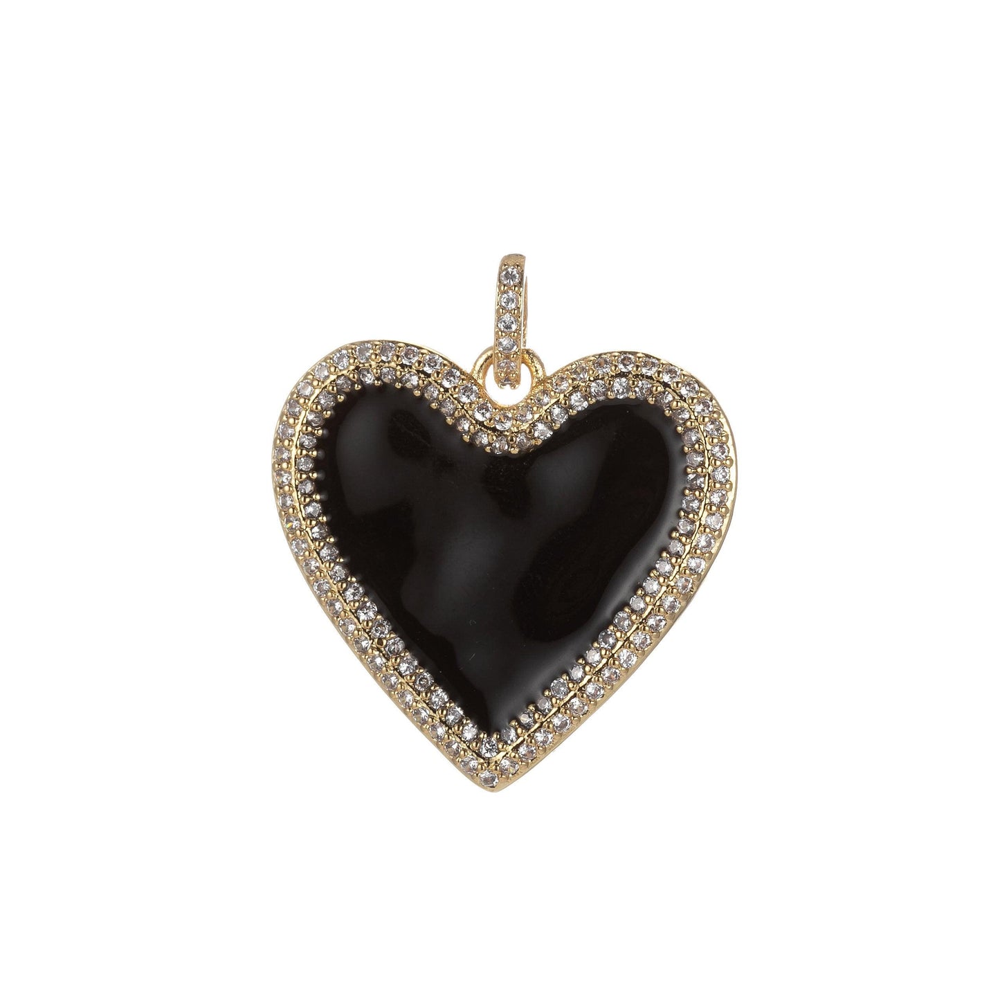 Micro pave neon heart charm enamel heart pendant for necklace earring charm component in 14k gold filled over brass red white yellow pink