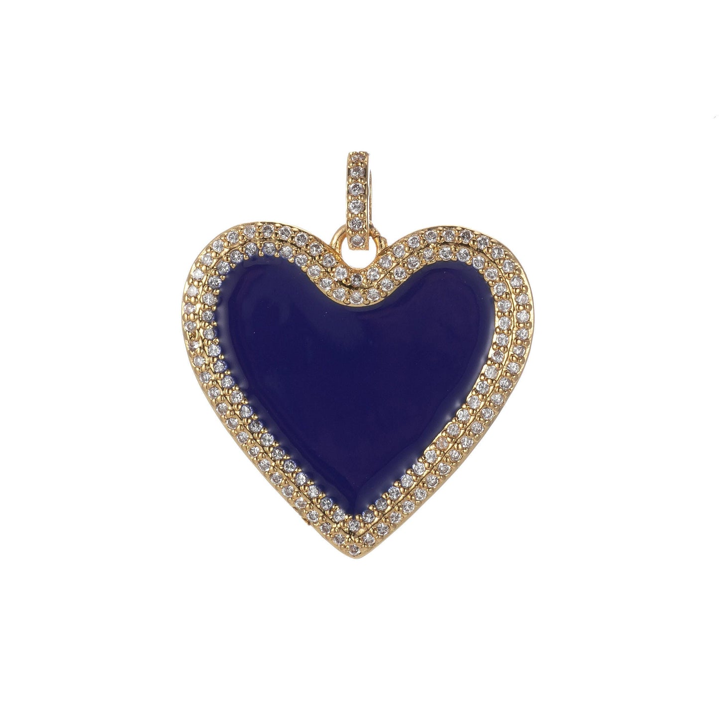 Micro pave neon heart charm enamel heart pendant for necklace earring charm component in 14k gold filled over brass red white yellow pink