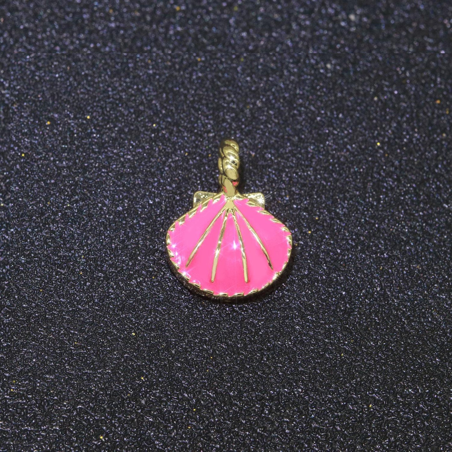 Dainty enamel sea shell charm, seashell charm, oyster necklace pendant, under the sea beach jewelry inspired pink green orange purple charm