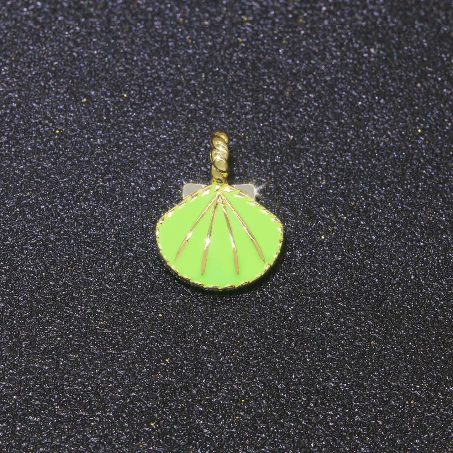 Dainty enamel sea shell charm, seashell charm, oyster necklace pendant, under the sea beach jewelry inspired pink green orange purple charm