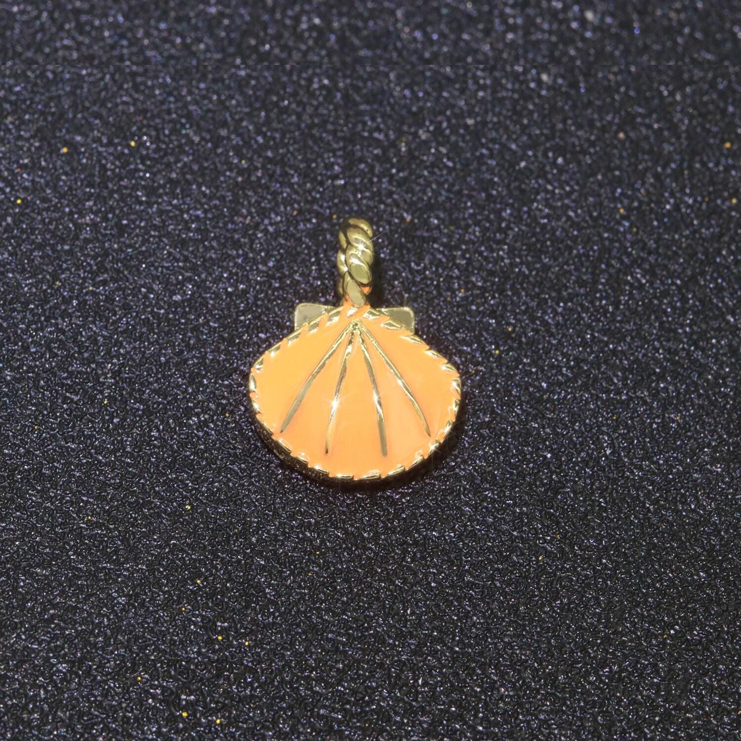 Dainty enamel sea shell charm, seashell charm, oyster necklace pendant, under the sea beach jewelry inspired pink green orange purple charm