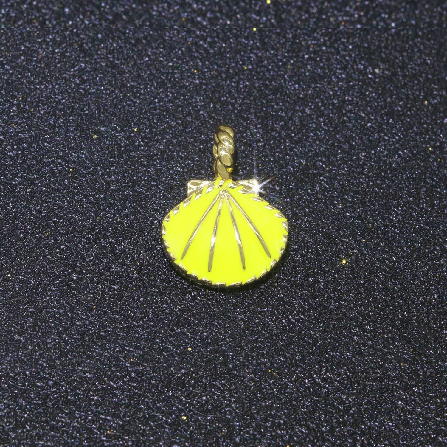 Dainty enamel sea shell charm, seashell charm, oyster necklace pendant, under the sea beach jewelry inspired pink green orange purple charm