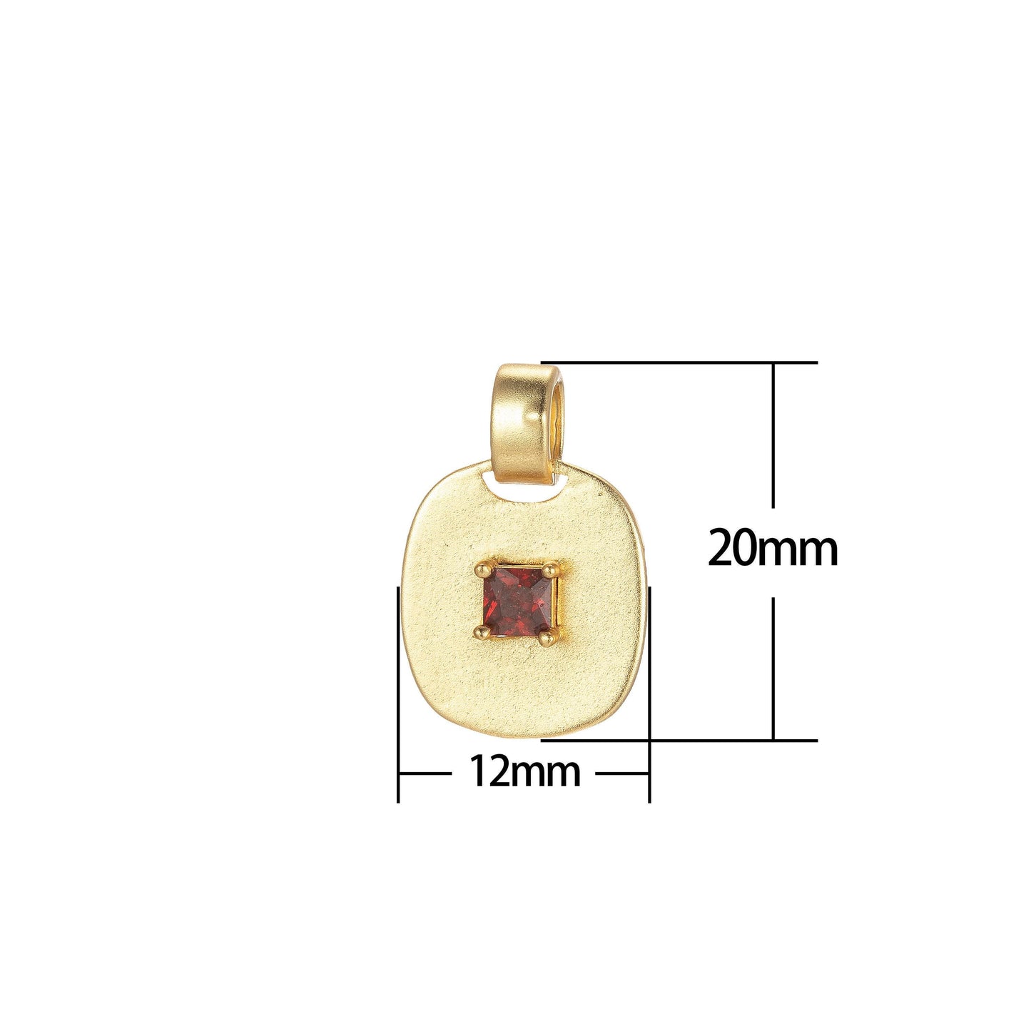 1x dainty emerald green, red, clear cz square gold medallion charm tiny small pendant tag charm, bracelet necklace earring finding, j-850